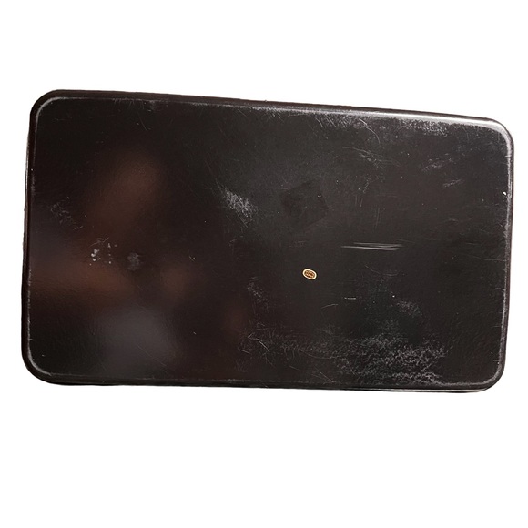 Toyo Black Plastic Tray w/ Red Flower Graphics Gold Trim Asian Faux Lacquerware - Picture 3 of 10